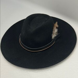 Custom Black Felt Hat with Feather Accent